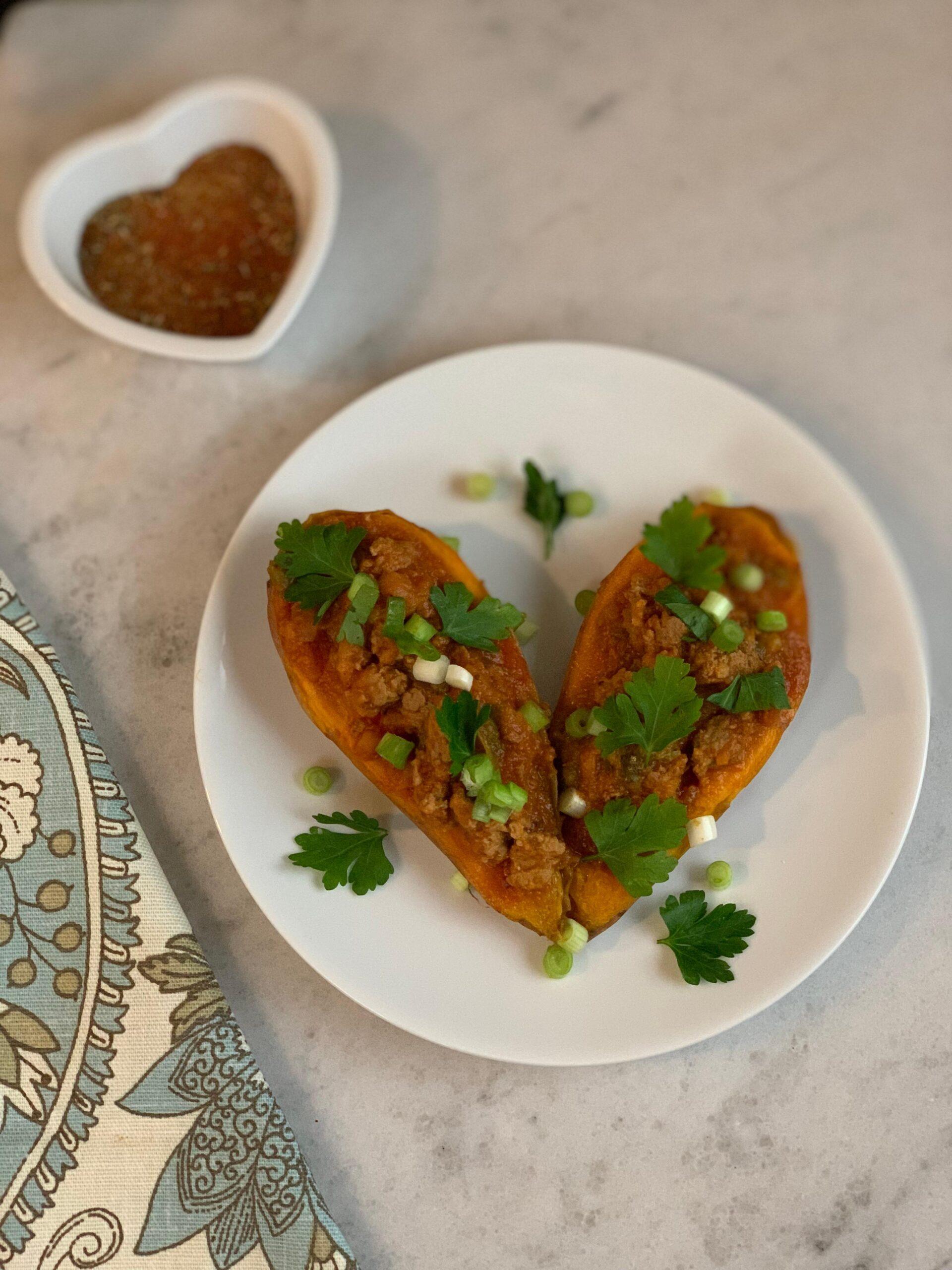 Sloppy Joe on Sweet Potato Canoes